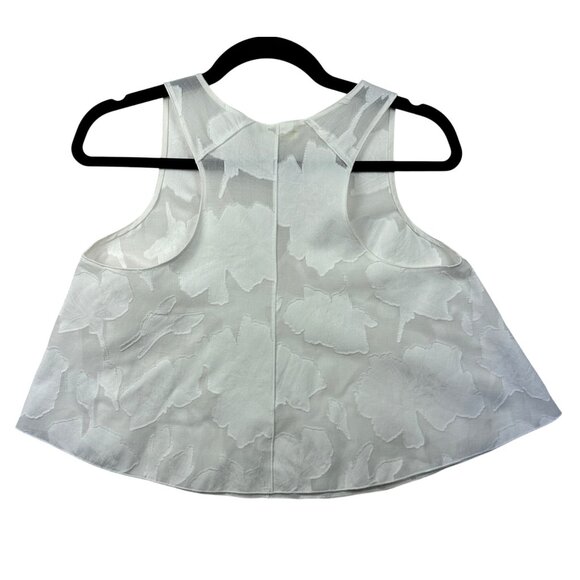 Rag & Bone Womens Crop Tank Top Sheer White XS Embroidered Floral Augusta Boho - Picture 9 of 11